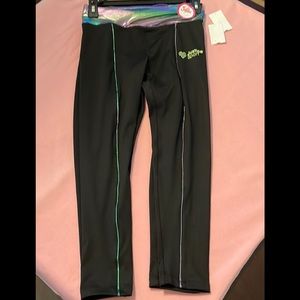 Justice Girls J-Sport Cross Waistband Piped Active Leggings, Size Large (12/14)